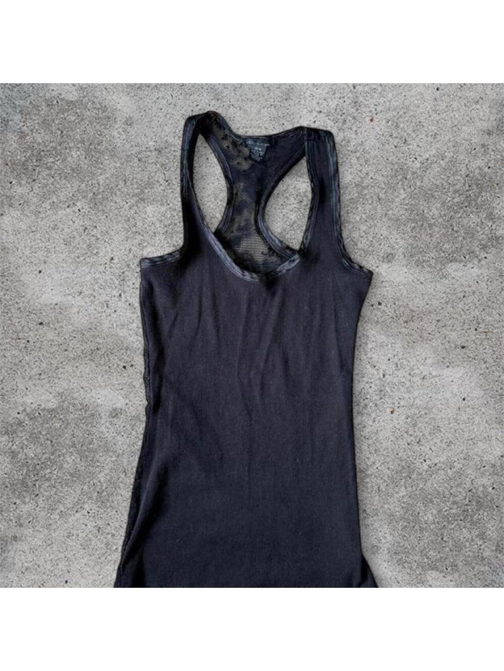 Seductions black lace back cami